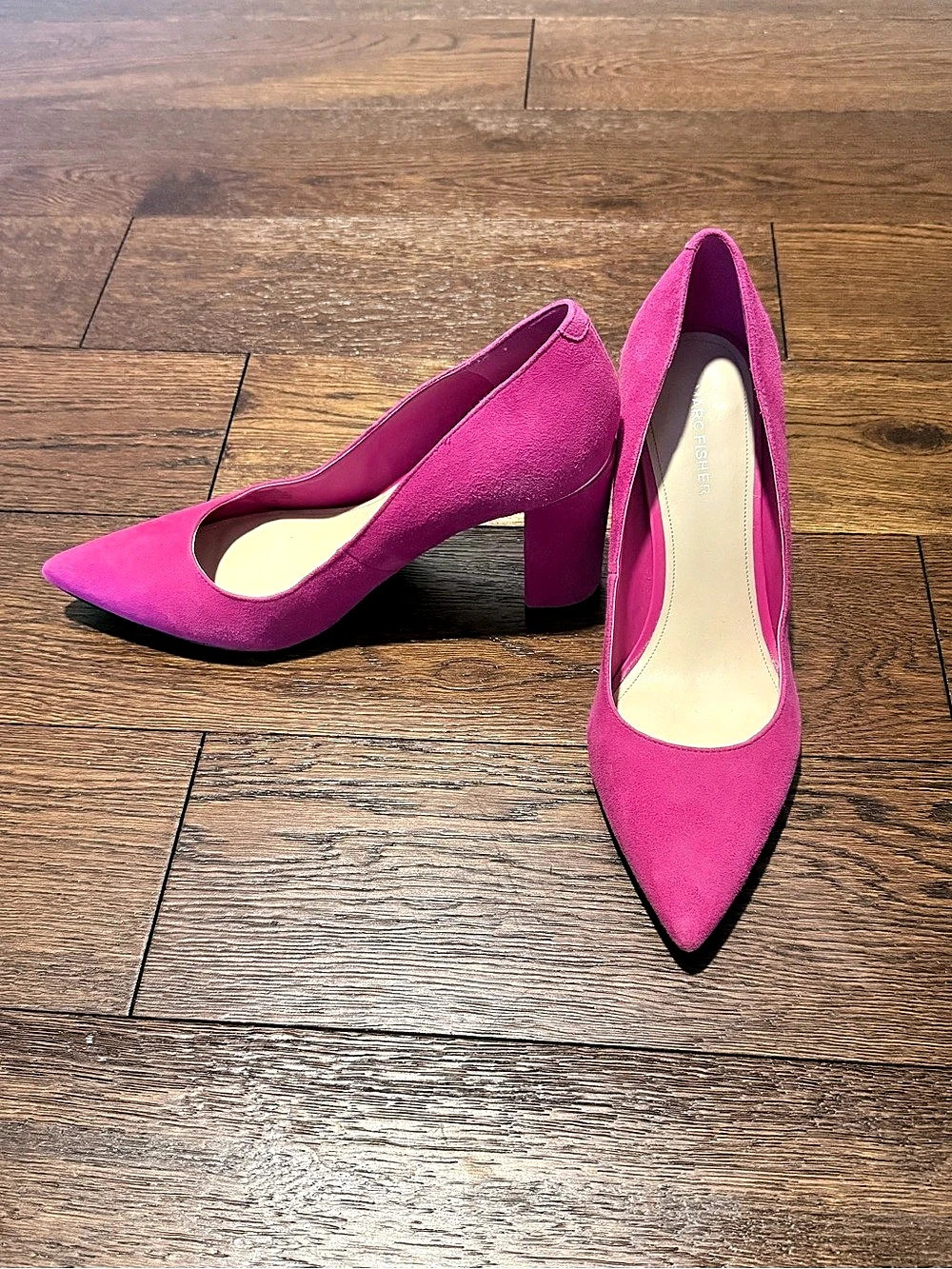 Marc Fisher Zala Block Heel Pointy Toe Pump Pink